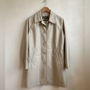 Eddie Bauer Classic Tan Trench Coat | Cotton Blend Belted Rain Jacket Size L